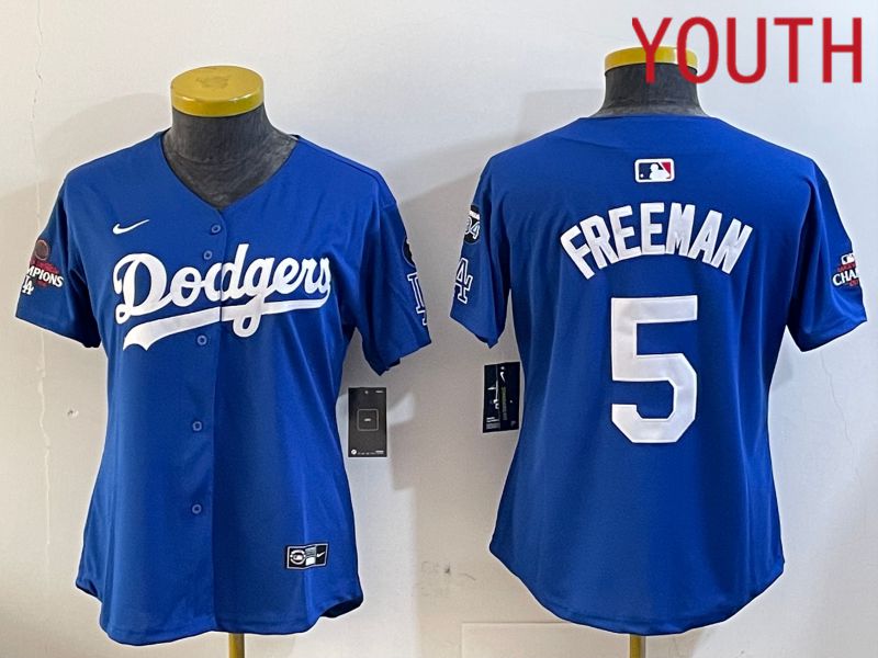 Youth Los Angeles Dodgers #5 Freeman Blue Game 2024 Nike MLB Jersey style 12054